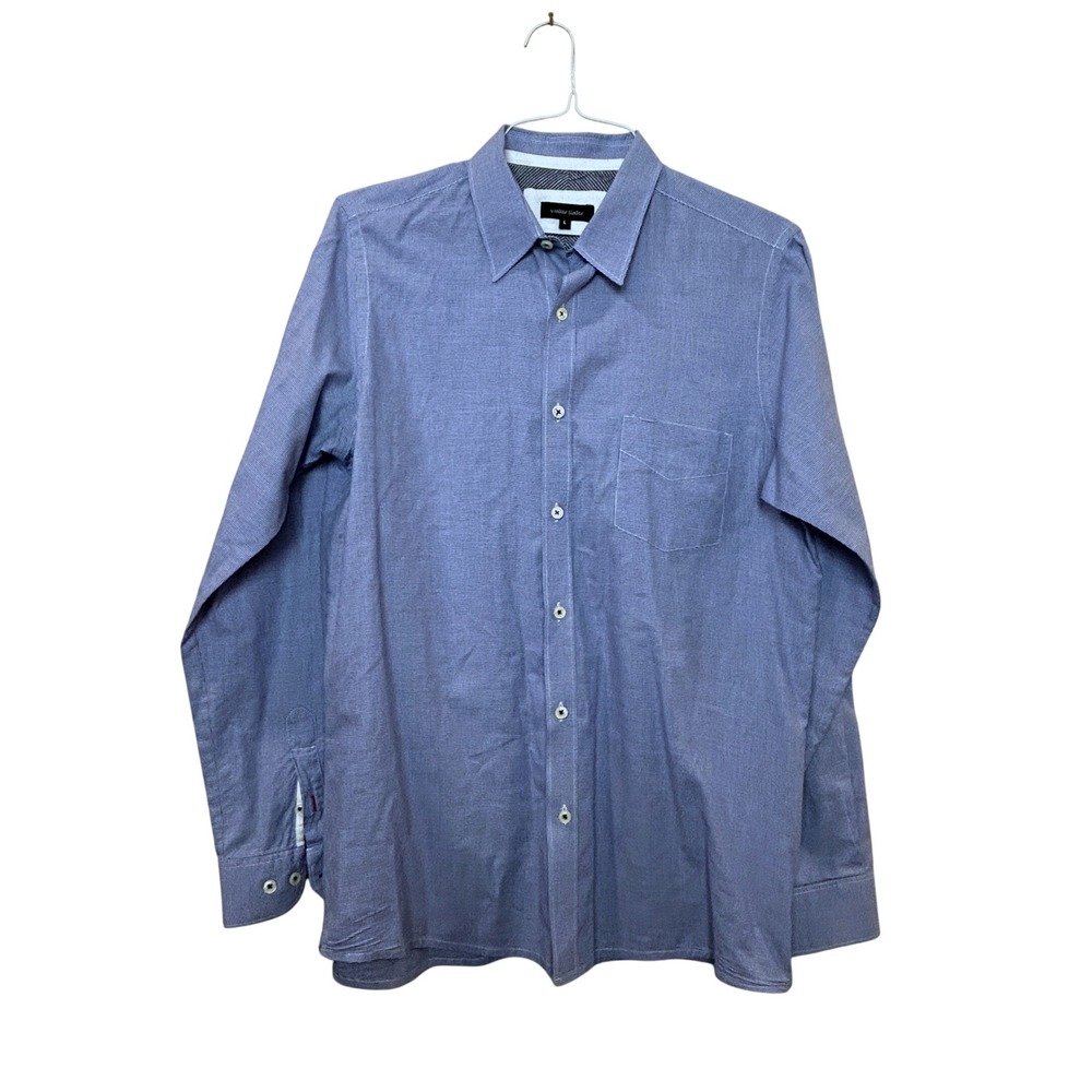 Walker Slater Button Down Shirt Mens Large Blue Micro Houndstooth Preppy Classic